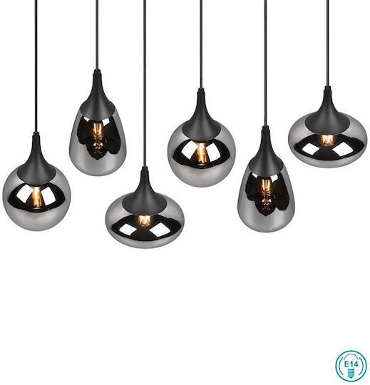 Trio Lighting Lumina Регулируема Висящо Осветително Тяло Черен Rail за 6 Крушки E14, E.14 93x20x150см.