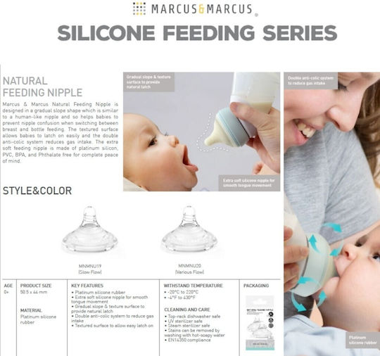 Marcus & Marcus Silikon Babyflaschensauger Langsame Fluss