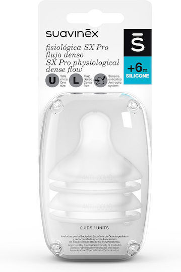 Suavinex Pro Physio Silicone Bottle Teats High Flow For 6+ Months 2 Pieces