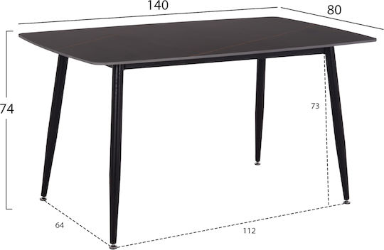 Τραπεζαρία Raven με 4 Καρέκλες 140x80εκ.