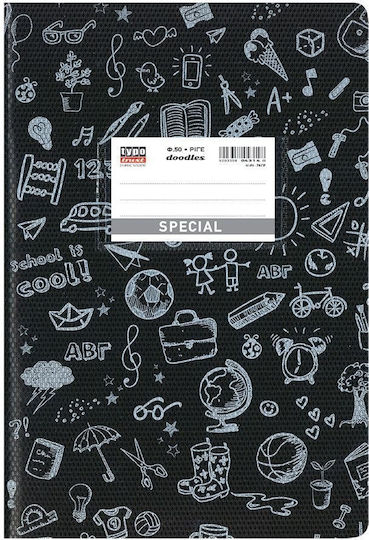 Doodle Notebook Ruled B5 50 Sheets Black 1pcs