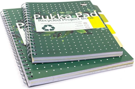Pukka Σπιράλ Τετράδιο Ριγέ Β5 200 Φύλλων 4 Θεμάτων Πράσινο