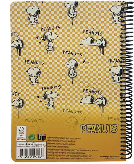 Peanuts Snoopy and Woodstock Σπιράλ Τετράδιο Ριγέ Β5 105 Φύλλων 3 Θεμάτων Point