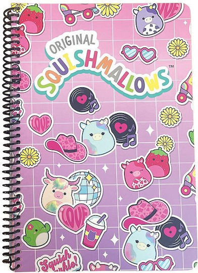Gim Σπιράλ Τετράδιο Ριγέ Β5 70 Φύλλων 2 Θεμάτων Squishmallows Μαύρο