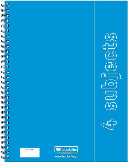 Booksite Caiet Școlar Spirală Cu Dungi A4 4 Separatoare Albastru Deschis