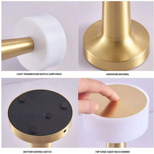 Metal Table Lamp LED with Gold Shade and Base