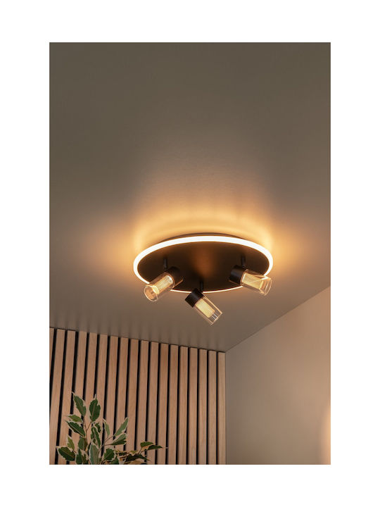 Lucide Lightning Everina Πλαφονιέρα Οροφής 40εκ. Μαύρη με Ενσωματωμένο LED