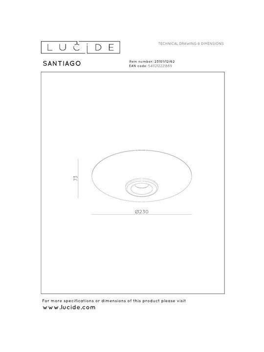 Lucide Lightning Santiago Ceiling Light 23cm LED Lucide Lightning Santiago Ceiling Light 23cm LED