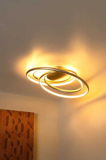 Lucide Lightning Sardana Πλαφονιέρα Οροφής Χρυσή με Ενσωματωμένο LED