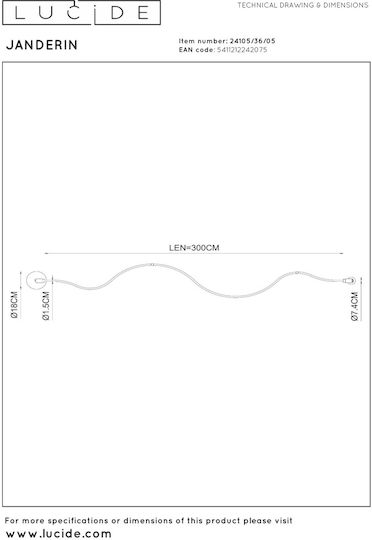 Lucide Lightning Janderin Πλαφονιέρα Οροφής με Ενσωματωμένο LED