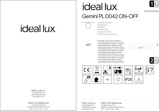 Ideal Lux Deckenleuchte Gold mit Integrierter LED