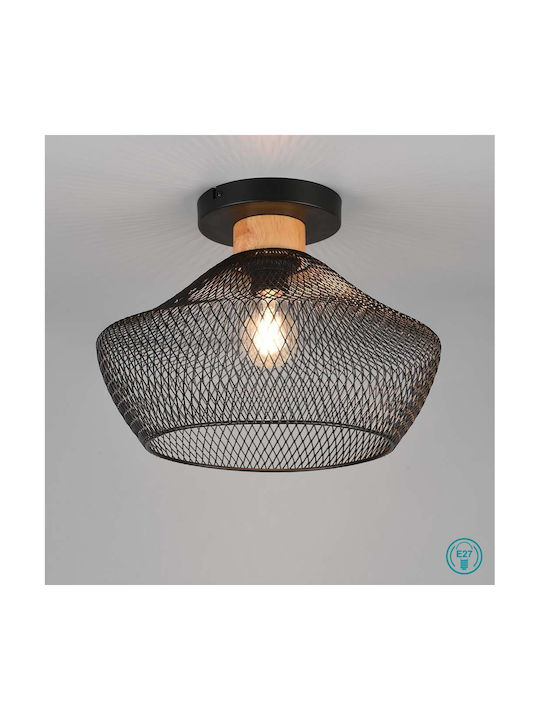 Trio Lighting Valeria Πλαφονιέρα Οροφής 35εκ. Μαύρη με Ντουί E27