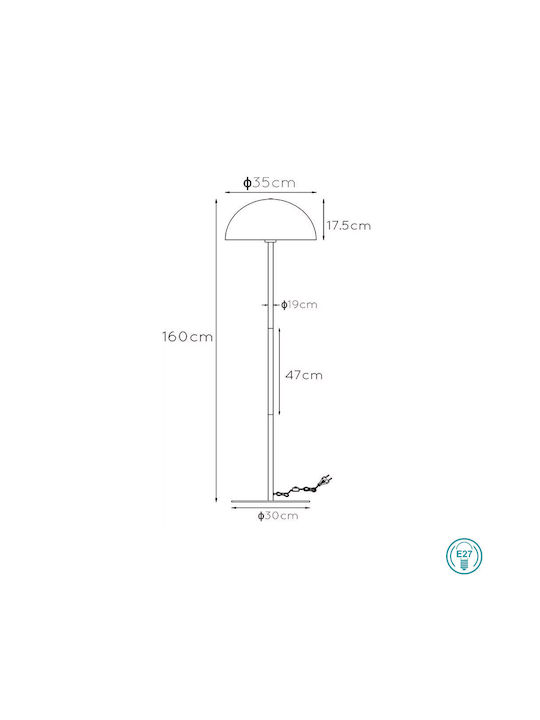 Lucide Lightning Siemon Floor Lamp H160xW35cm. with Socket for Bulb E27 Yellow
