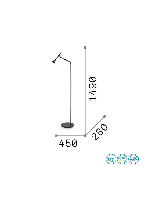Ideal Lux Diesis LED Φωτιστικό Δαπέδου Υ149xΜ28εκ. με Θερμό Λευκό Φως 300lm Μαύρο