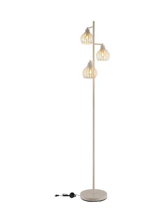 Globo Lighting Floor Lamp H161cm with Lamp Bulb Base E14 Beige