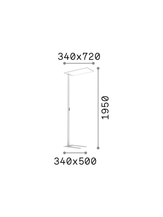 Ideal Lux Comfort LED Floor Lamp H195xW50cm. with Natural White Light 10600lm Black