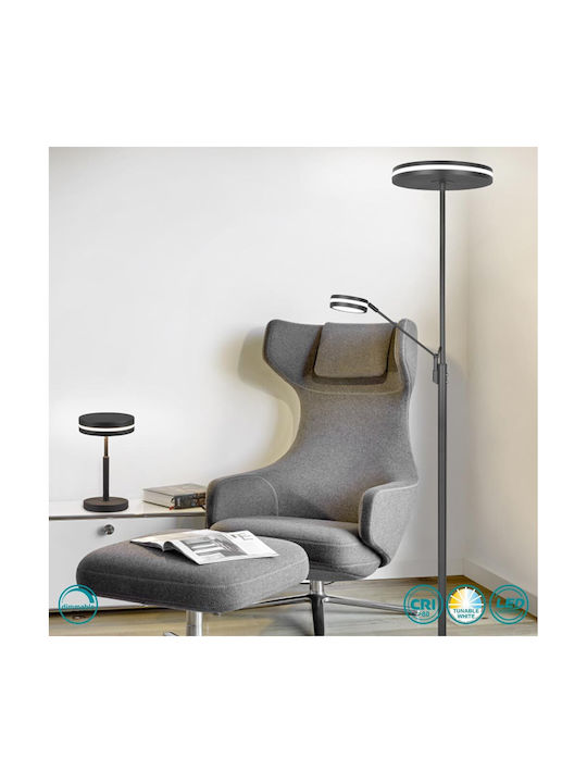 Trio Lighting Franklin LED Stehleuchte H181xB35.2cm. mit Einstellbarem Weißem Licht 4100lm Schwarz
