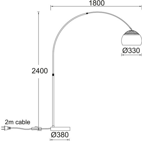 Aca Matilda Lampadăr De Podea Înălțime 240xLungime 33cm Cu Bază De Bec E27 Marmură Albă Și Crom