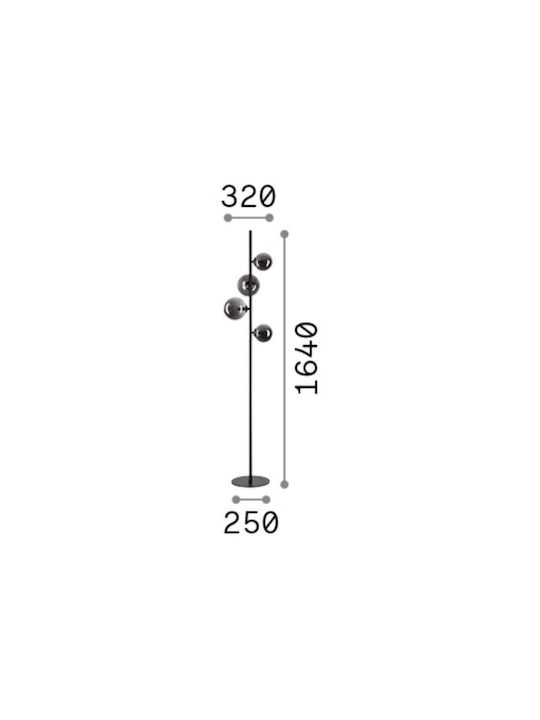 Ideal Lux Perlage Подова Лампа В164xД32см. с Цокъл за Крушка G9 Златист