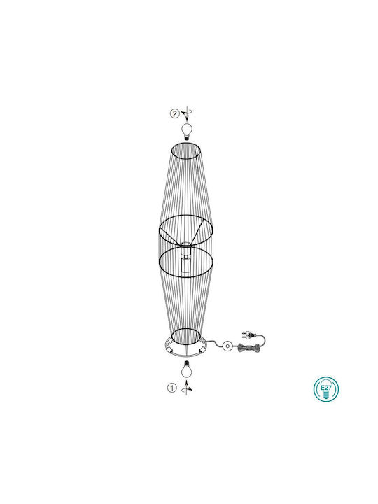Trio Lighting Floor Lamp H103xW25cm. with Socket for Bulb E27 Brown