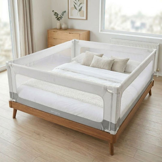 Bară de Protecție pentru Pat din Metal în Culoare Albă 200x140cm