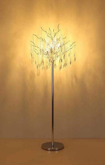 Globo Lighting Floor Lamp Height 165cm with Lamp Bulb Base E14 Silver