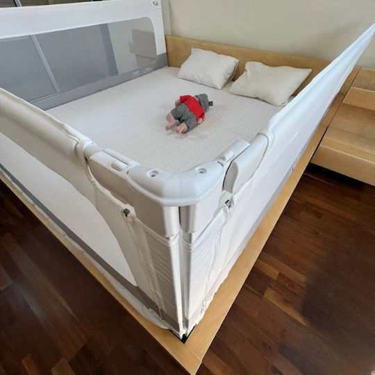 Bară de Protecție pentru Pat din Metal în Culoare Albă 200x140cm