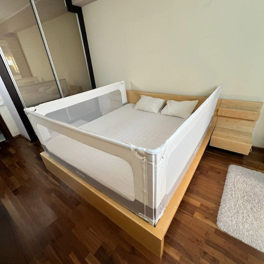 Bară de Protecție pentru Pat din Metal în Culoare Albă 200x140cm