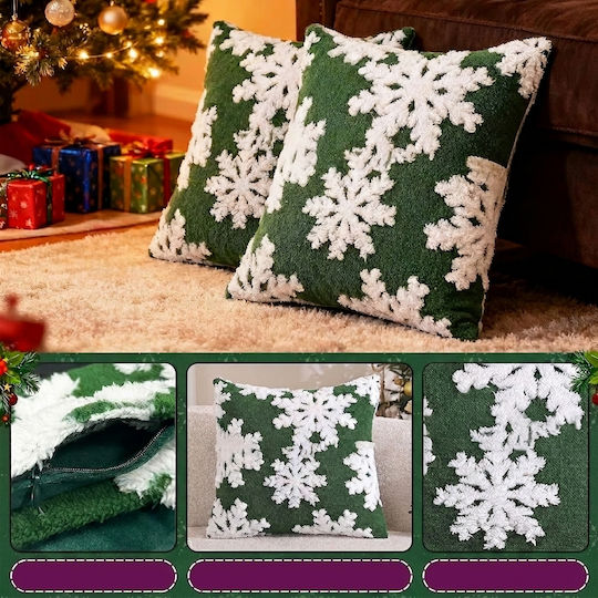 Weihnachtsdekorative Kissen mit Grünem Schnee 2 Stück 40 x 40 cm