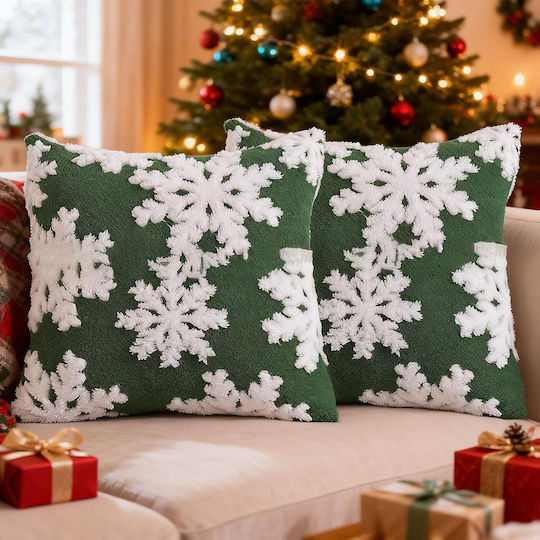 Weihnachtsdekorative Kissen mit Grünem Schnee 2 Stück 40 x 40 cm