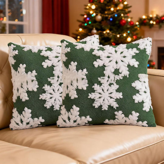 Weihnachtsdekorative Kissen mit Grünem Schnee 2 Stück 40 x 40 cm