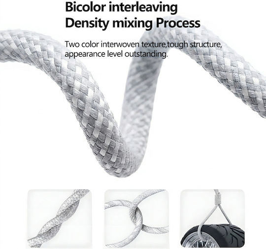 Leewello Braided USB-C Male To USB-C 60W PD Cable White 1m 6901777832075-WHT