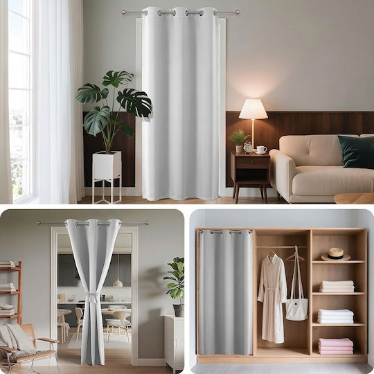 Joydeco Window Blackout Curtain with Grey Grommets 132x158cm