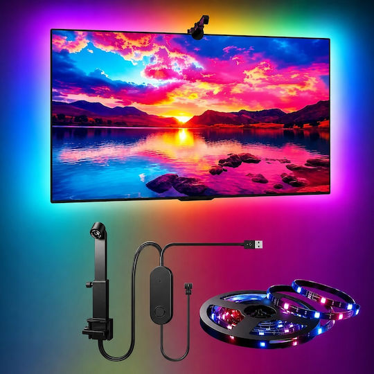 Verk Group Ταινία LED Τηλεόρασης USB 5V 2.5m με Τροφοδοτικό & Τηλεχειριστήριο