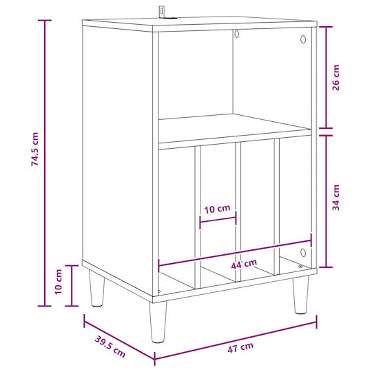 vidaXL Мебел Hi-Fi Черен 39.5x47x74.5cm