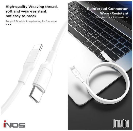 iNOS USB 2.0 Cable USB-C male - USB-C 100W Λευκό 1m