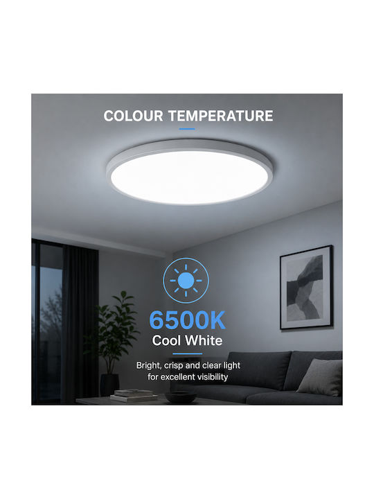 Jiju Plafonieră de Tavan pentru Baie 50cm Transparentă cu LED Integrat