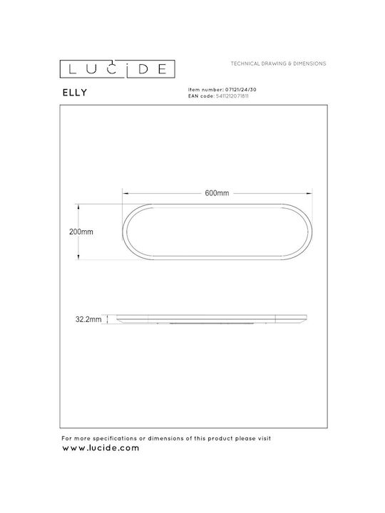 Lucide Lightning Elly Plafonieră De Tavan Albă Cu LED Integrat