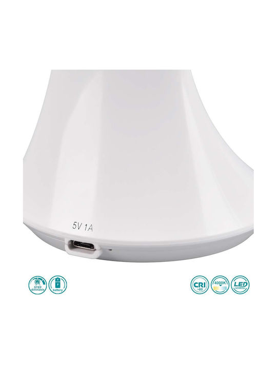 Trio Lighting Επαναφορτιζόμενο LED Φωτιστικό Γραφείου Αναδιπλούμενο Bluetooth σε Λευκό Χρώμα