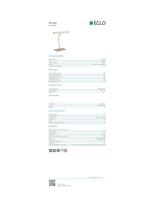 Настолна Лампа Riccione Led 5w Cct 30x19x39.5cm N 901982