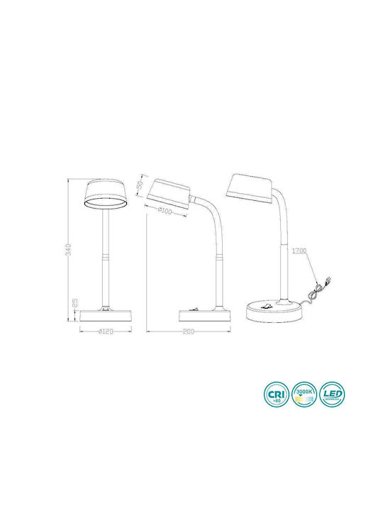 Trio Lighting Kiko LED Φωτιστικό Γραφείου με Εύκαμπτο Βραχίονα σε Ασημί Χρώμα