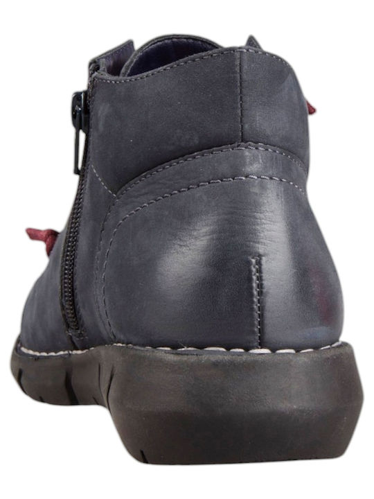 Leder Damen Stiefeletten Blau