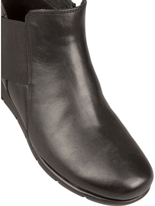 Leder Damen Stiefeletten Schwarz
