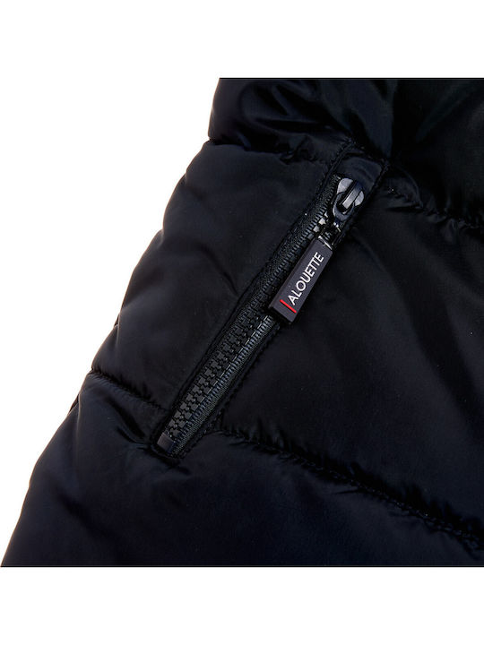 Waterproof Kids Casual Short Jacket with Lining and Hood Navy Blue
