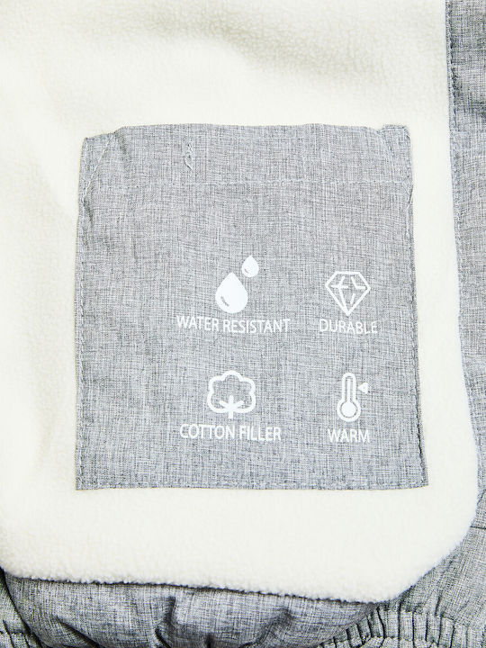 Kids Short Fur with Lining & Hood Grey