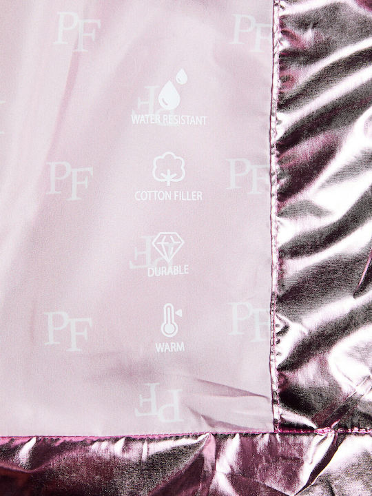 Waterproof Kids Casual Sleeveless Short Jacket with Lining & Hood Pink