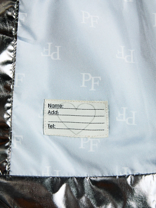 Waterproof Kids Casual Sleeveless Short Jacket with Lining & Hood Silver