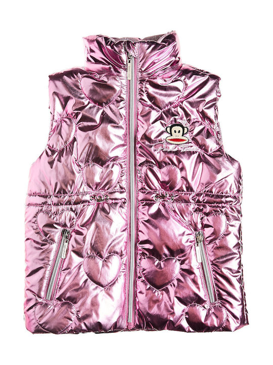 Waterproof Kids Casual Sleeveless Short Jacket with Lining & Hood Pink