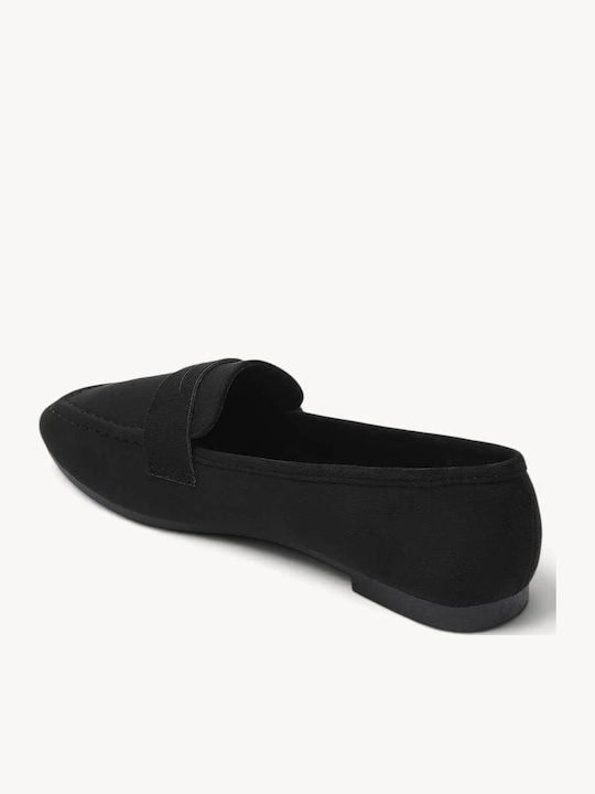 Loafers Dama Negru Cu Textură Suede Detaliu Penny