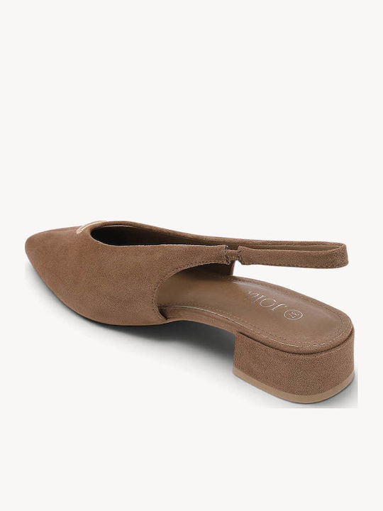Beige Slingback Ballerinas Minimal Metallic Element